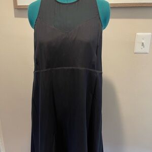 Madewell Black Sleeveless Shift Dress with Sheer Yoke